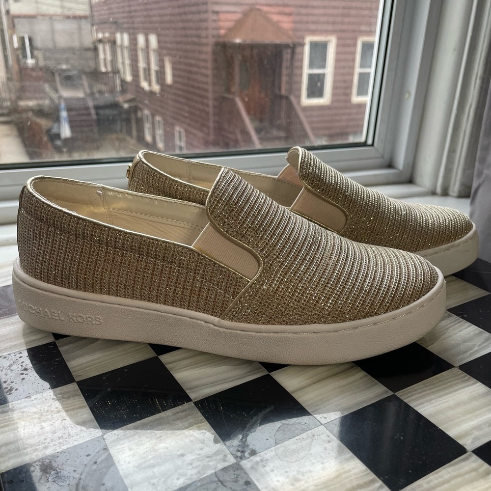 Michael Kors Women’s Gold Slip On Sneakers, Size 5.5